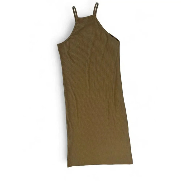 Zenna Olive Green Tank Dress Textured with Long Sleeve Over Coat Size Large - Picture 2 of 7